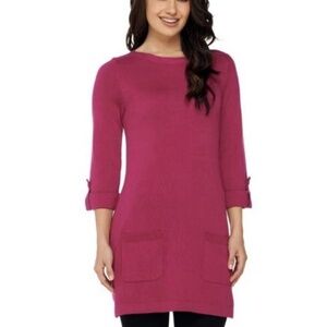 Demim & Co. 3/4 Tab Sleeve Tunic With Front Pockets/Fall Pink/L/NEW IN PACKAGE!